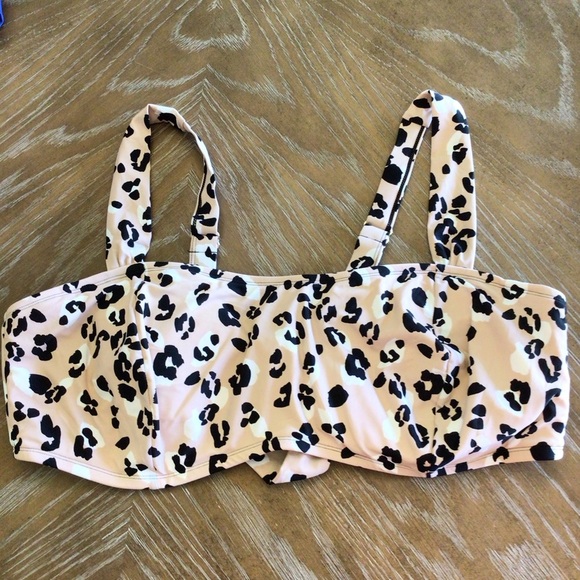 Terra & Sky Womens Leopard Print Tie Bralette Bikini Top Size 4X (28W-30W) - Picture 3 of 7